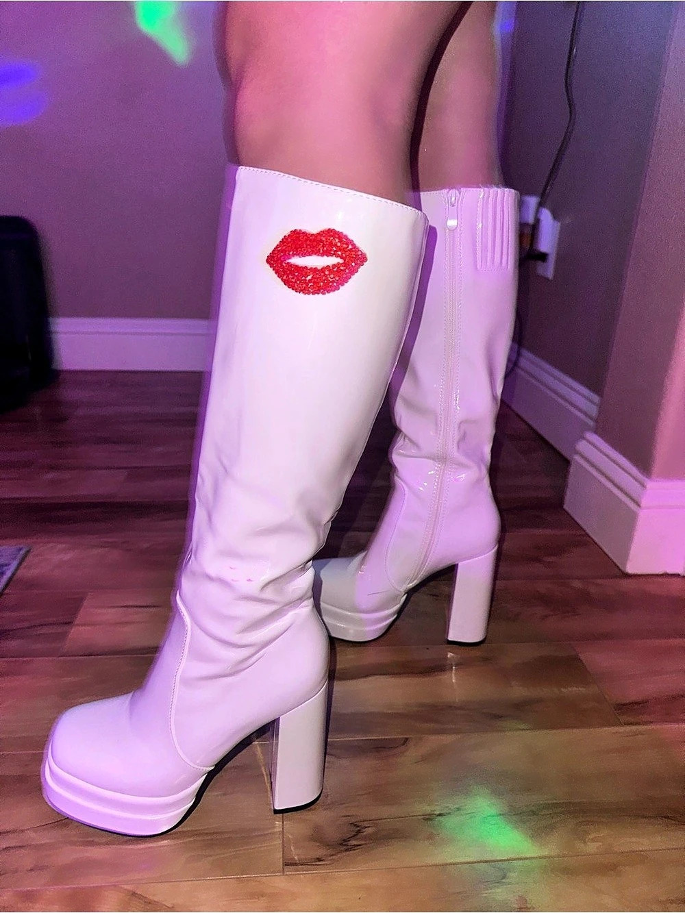 Women’s Dream Pairs White Platform Knee-High Heeled Boots